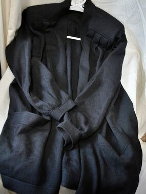 St. John Black Knit Cardigan with Label Detail